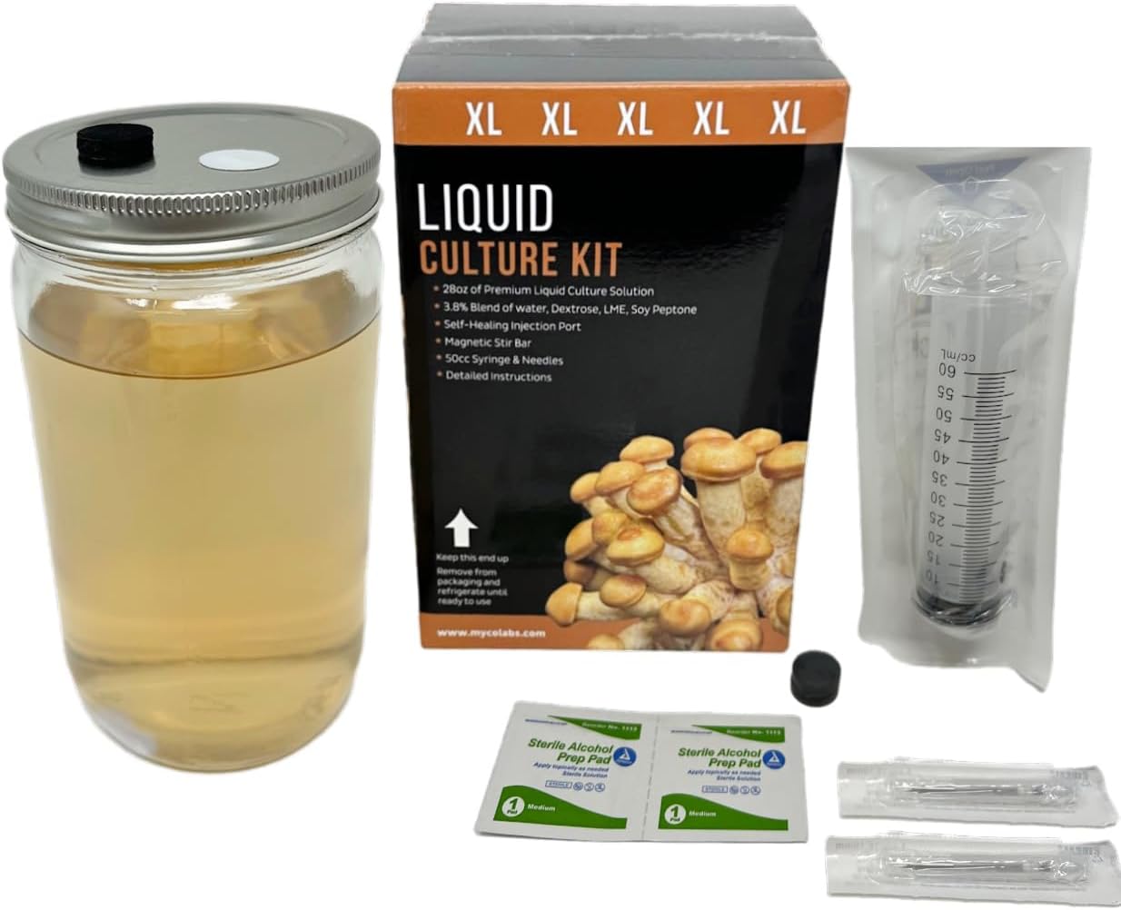 Premium XL Liquid Culture Kit - 28oz Easy Spore Germinating & Mushroom Cloning